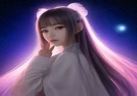 露西·哈特菲利亚角色图，金发少女手持星灵钥匙，背景是星空，气质温柔坚强